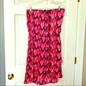 Bright strapless mini dress